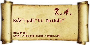 Kárpáti Anikó névjegykártya